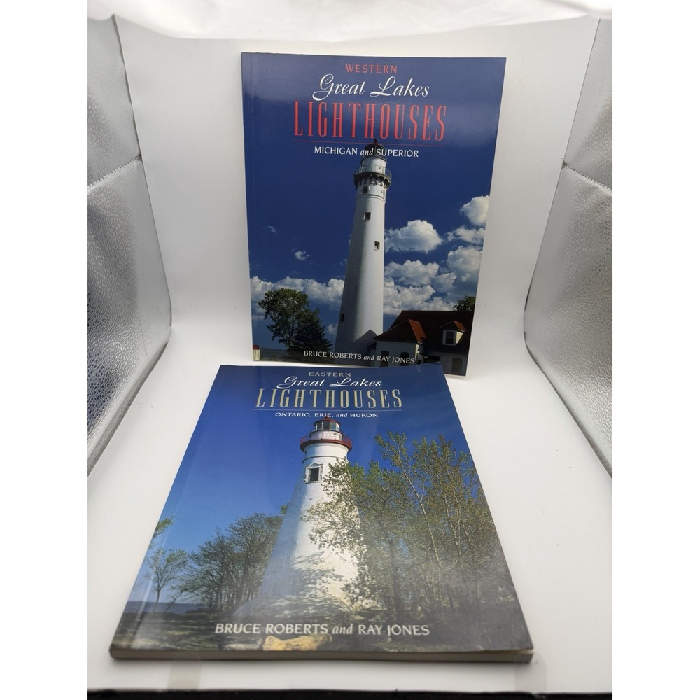Pair Western & Eastern Great Lakes Lighthouses Books Bruce Roberts Ray Jones